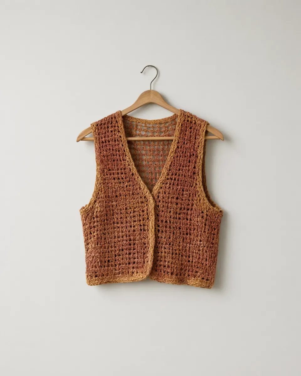 Open vest, natural-dyed